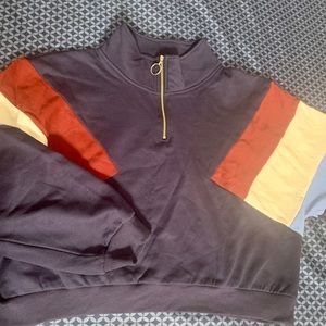 Half zip blue casual top